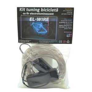 Kit fir luminos el wire pentru tuning roti bicicleta, lungime 4 m, invertoare incluse culoare alb imagine
