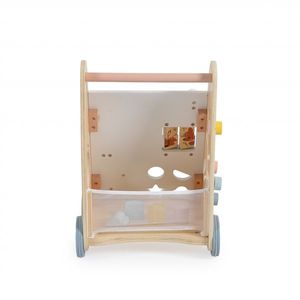 Antepremergator din lemn pentru copii Moni Multi activity walker, Angrenaje colorate, Circuit cu bile, Forme de sortat si Spatiu de Depozitare imagine