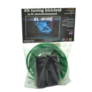 Kit fir luminos el wire pentru tuning roti bicicleta, lungime 4 m, invertoare incluse culoare verde imagine