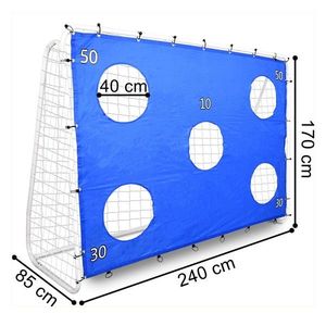 Poarta de fotbal cu 5 tinte pentru antrenament, 240x150x90 cm, profil 32 mm, otel, albalbastru imagine