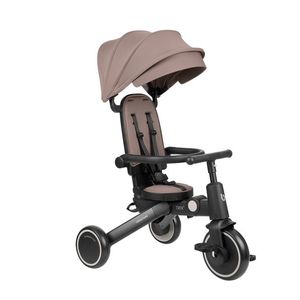 Tricicleta 8in1 pentru copii KikkaBoo Trix 2 Bej Ultrapliabila, de la 10 luni la 22kg, Cadru din aluminiu, Sezut rotativ, Spatar reglabil, Maner parental reglabil, Copertina reglabiladetasabila, Centura de siguranta, Roti spuma EVA imagine