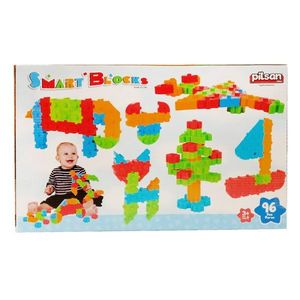 Set de joaca, cutie cu blocuri de construit, Smart, Pilsan, 96 piese imagine