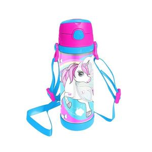 Termos cu pai, 500 ml, Coral High, Roz-Bleu, Unicorn imagine