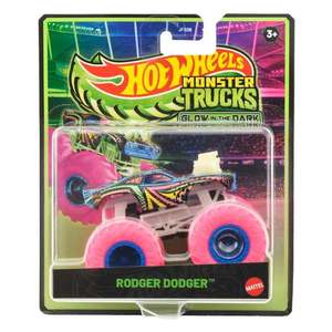 Masina Hot Wheels, Monster Truck, Glow In The Dark, Rodger Dodger, JFX18 imagine