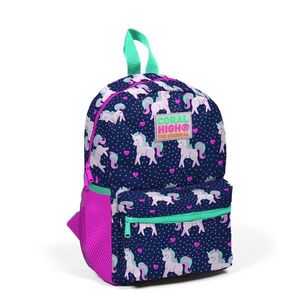 Ghiozdan cu 2 compartimente, Coral High, model unicorni imagine