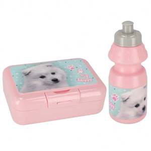 Set bidon de apa 350 ml si caserola de pranz 16 x 12.5 cm, Starpak, Cuties Doggy imagine