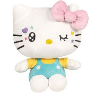 Jucarie de plus, Famosa, Hello Kitty In Your Eyes, cu salopeta vernil, 22 cm imagine