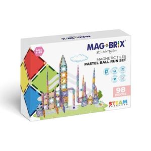 Set magnetic Magblox - 98 piese, circuit cu bile PASTEL - Magbrix Marble Run imagine