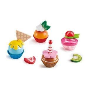 Jucarie din lemn - Prajituri cupcake (18 piese) imagine