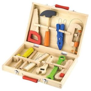 Trusa de scule din lemn, cutie si 10 piese, Viga Toys imagine