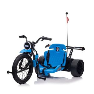 Motocicleta electrica pentru copii 5-12 ani, Kinderauto Drift-Trike, 500W, 24V 10Ah, roti moi, albastra imagine