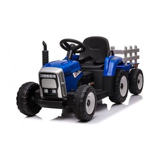 Tractoras electric Kinderauto BJ-611 60W 12V cu remorca si telecomanda albastra imagine