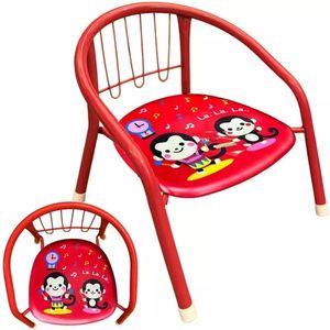 Scaunel pentru copii NiceKids cu cadru metalic, sezut moale, spatar ergonomic si picioare stabile cu protectie antiderapanta, inaltime 36 cm, Red Monkey imagine