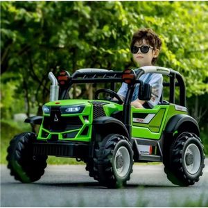 Tractor electric pentru copii Nichiduta Excavator Green 12V cu telecomanda pentru parinti, 2motoare x 38W, scaun din piele ecologica, roti rezistente, lumini LED, sunete si muzica, usi cu deschidere imagine
