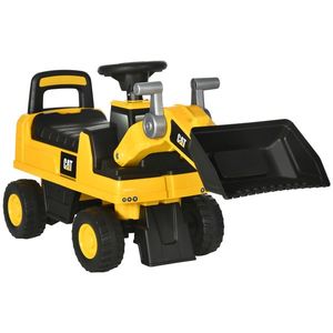 HOMCOM CAT cu Licență pentru Constructii de Condus cu Cupa Manuala, Excavator pentru Copii Mici, cu Claxon | Aosom Romania imagine