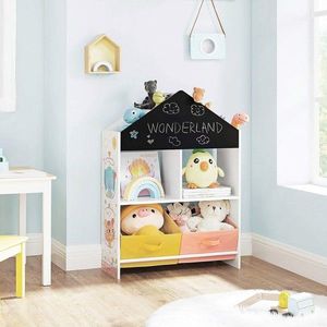 Organizator jucarii / mobilier camera copilului, Songmics, cu tabla de scris + 2 cutii detasabile, 65 x 26.5 x 90 cm imagine