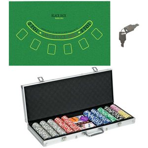 SPORTNOW Set Poker 500 Jetoane Numerotate, Carcasă Aluminiu, 2 Pachete Cărți de Joc, 5 Zaruri | Aosom Romania imagine