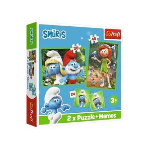 Puzzle 2 in 1 + Memos. Strumfii si prietenii lui imagine