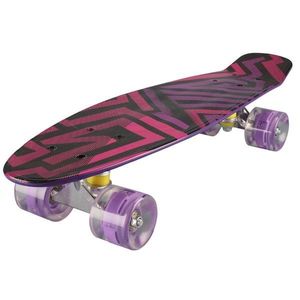 Penny board cu roti luminoase, Action One, 22 PU, Aluminium, 90 kg, Asimetrical Stripes Mov imagine