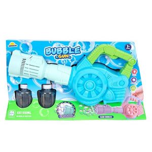 Pistol de facut baloane cu lumini si sunete, Bubble Gun, 256 ml, Albastru imagine
