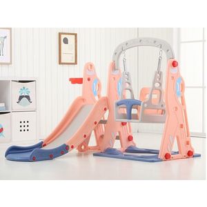 Spatiu de joaca 3 in 1 cu leagan si tobogan Nichiduta Garden Airkraft Pink imagine
