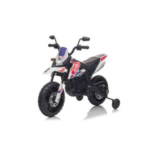 Motocicleta electrica pentru copii Aprilia White 12V 50W cu roti EVA, suport pentru picioare, muzica, claxon si lumini imagine