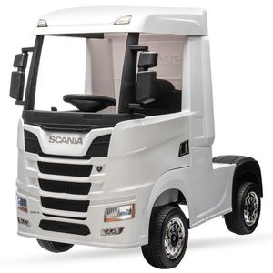 Camion electric pentru copii, SCANIA R-SERIES, 4x4, 180W, 12V 14Ah, echipare PREMIUM, alb imagine