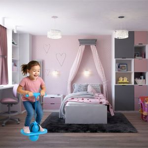 Jumper de sarituri si echilibru pentru copii, Ikonka, cu placa antiderapanta si pompa inclusa, inaltime 70 cm, Pogo Blue imagine