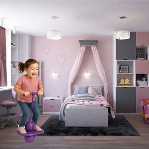 Jumper de sarituri si echilibru pentru copii, Ikonka, cu placa antiderapanta si pompa inclusa, inaltime 70 cm, Pogo Purple imagine