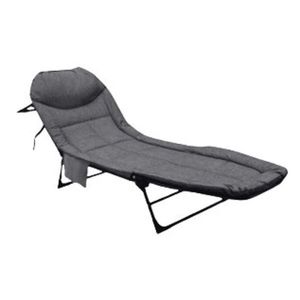 Sezlong pliabil, Ikonka, structura solida din otel, cu spatar reglabil pe 5 trepte si saltea confortabila inclusa, dimensiune 190 x 63 x 30 cm, Grey imagine