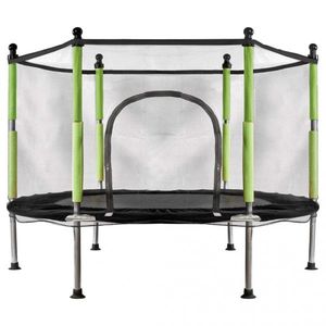 Trambulina de gradina pentru copii, compacta 110 cm, cadru metalic solid, cu plasa, intrare cu fermoar si 10 bile multicolore incluse imagine
