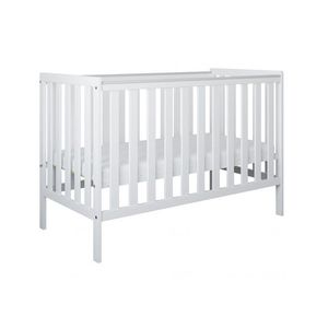 Patut din lemn si MDF pentru copii Nichiduta Bambi Alb, sistem 2 bare detasabile, vopsele ecologoce pe baza de apa, margini rotunjite, dimensiuni interioare 120x60 cm imagine
