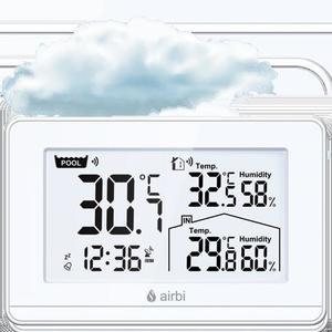 Termometru si higrometru digital de camera cu senzori wireless pentru exterior si pentru apa din piscina, lumina de fundal, Airbi POOL BI1021 imagine
