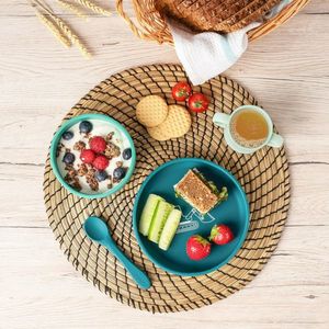 Set 4 piese vesela din silicon pentru copii, fara BPA, lavabile in masina de spalat vase Verde imagine