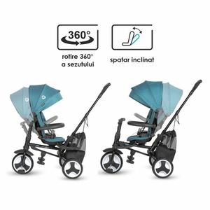 Tricicleta ultrapliabila Coccolle Spectra Plus Premium Line, Scaun reversibil, Copertina XXL, Cos accesorii, 2 seturi suport picioruse, Sistem roata libera, Roti cauciuc EVA, Atlantic Blue imagine
