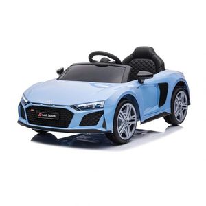 Masinuta electrica copii 12V 70W cu scaun din piele si roti EVA Audi R8 Blue-Grey, bluetooth, display, usi cu deschidere, sarcina maxima 30 kg imagine