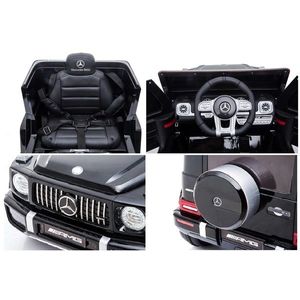 Masinuta electrica pentru copii cu licenta Mercedes Benz AMG G63 Red cu telecomanda 2.4G, 2 motoarex30w, Roti EVA, Scaun din piele, Deschidere usi, Lumini LED, Sistem troller, Suspensii, Volan cu functii, Pornire la buton imagine