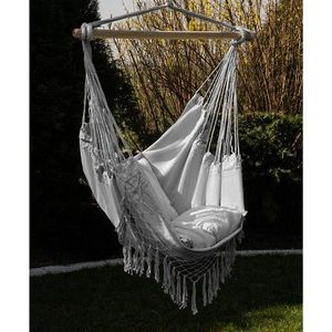 Hamac de gradina, Gardlov, design ergonomic tip scaun brazilian, cu 2 perne incluse, sarcina maxima 120 kg, Gri imagine