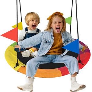 Leagan rotund tip cuib pentru copii, Kruzzel, cu 2 optiuni de montare, cadru robust de 110 cm, capacitate 150 kg, multicolor imagine