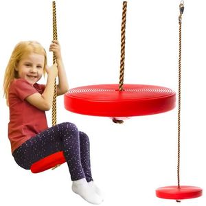 Leagan rotund pe franghie, pentru copii, Kruzzel, asamblare simpla, Lungime reglabila 100-175 cm, diametru disc 28cm, Red imagine