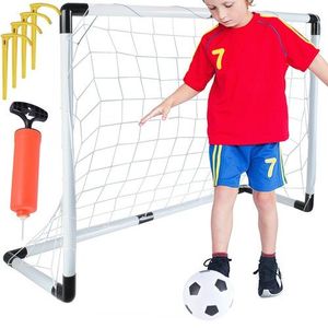 Poarta fotbal pentru copii, Trizand, pliabila, usor de montat, cu minge, pompa si carlige de fixare incluse, dimensiune 120 x 40 x 80 cm imagine