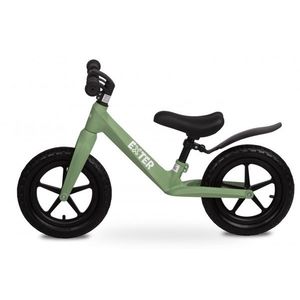 Bicicleta de echilibru fara pedale pentru copii Toyz Exter Green, Roti gonflabile, Sa confortabila din piele cu inaltime reglabila, Protectie noroi, Manere antiderapante, De la 3ani sau maxim 30kg imagine