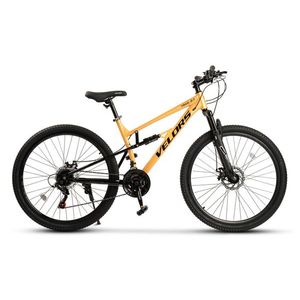 Bicicleta MTB-Full Suspension Velors Trail 2.7 V27271D PortocaliuNegru, roti 27, 5 inch, greutate suportata 120 Kg, inaltime utilizator 160-175 cm imagine