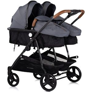 Carucior gemeni Chipolino Duo Smart 3 in 1 cloud, Cadru aluminiu, pliere compacta, Suspensii si frana, Spartar reglabil, accesorii incluse imagine