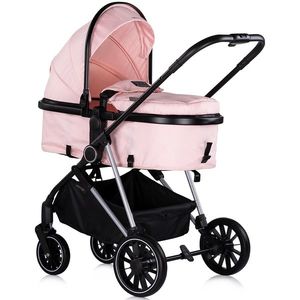 Carucior pentru copii Chipolino Aura 3 in 1 pink marshmallow tranformabil, spatar reglabil, Suspensii, Maner reglabil, accesorii incluse imagine