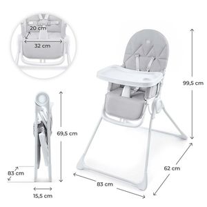 Scaun de masa pentru copii Kinderkraft Binci Light Grey imagine