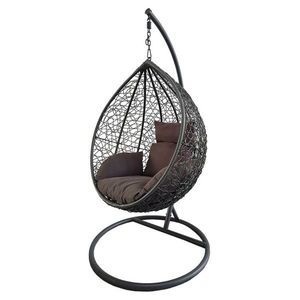Fotoliu suspendat tip cuib oval cadru Gri antracit si perna Maro, structura din otel, perne incluse, 103x107x195 cm, utilizare interiorexterior imagine