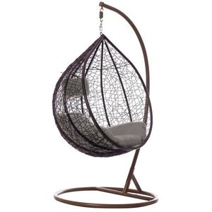 Fotoliu suspendat tip cuib oval cadru Maro si perna Gri, structura din otel, perne incluse, 103x107x195 cm, utilizare interiorexterior imagine