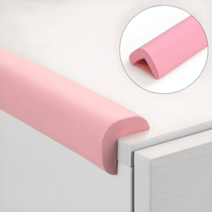Set 2 benzi protectie muchii si margini Car Boy Safety din spuma roz pastel 24x900x22x6 mm imagine