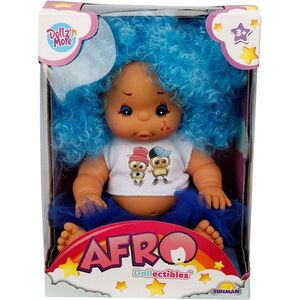 Papusa Bebelus, Dollz n More, Afro, 23 cm, Albastru imagine